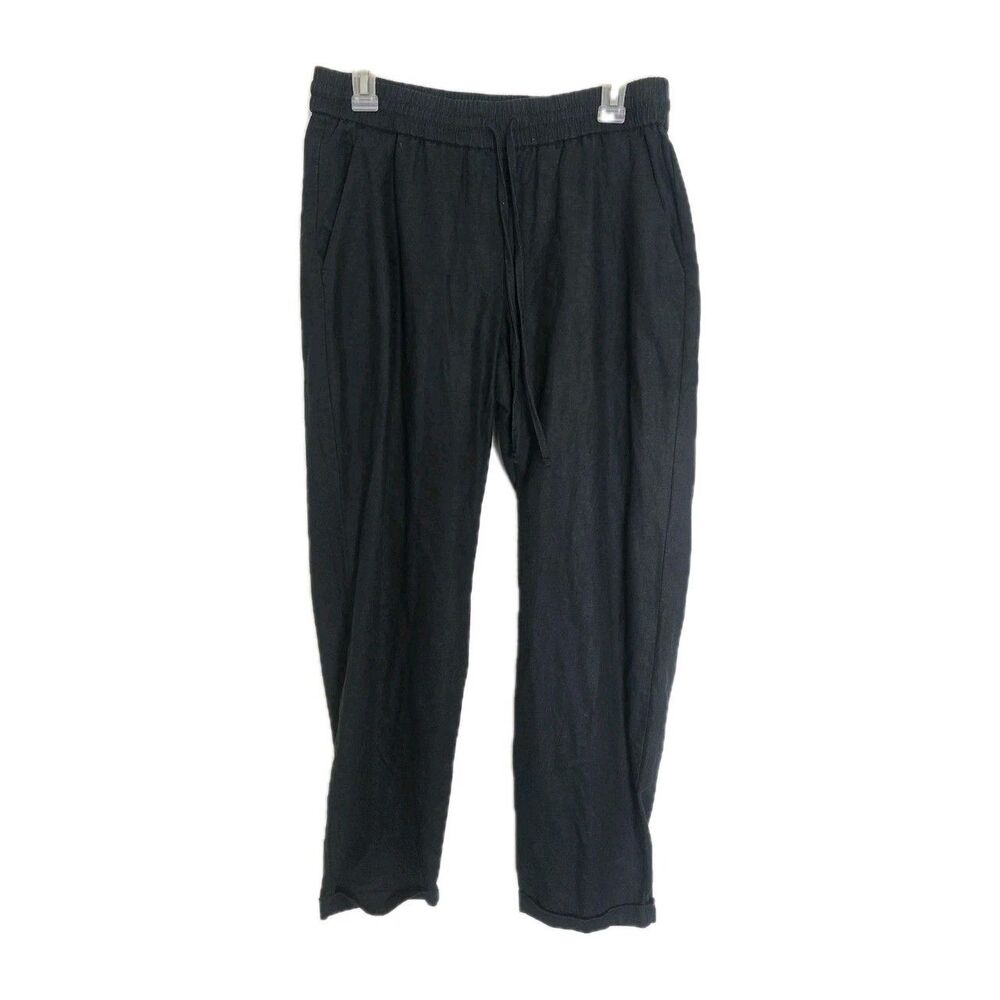 J. Crew Linen Cotton Drawstring Pants Women Size 8 Pull On Straight Pockets